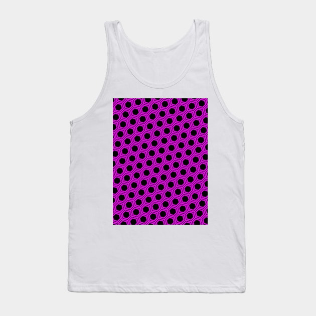 Pattern hexagonal pink on black background Tank Top by la chataigne qui vole ⭐⭐⭐⭐⭐